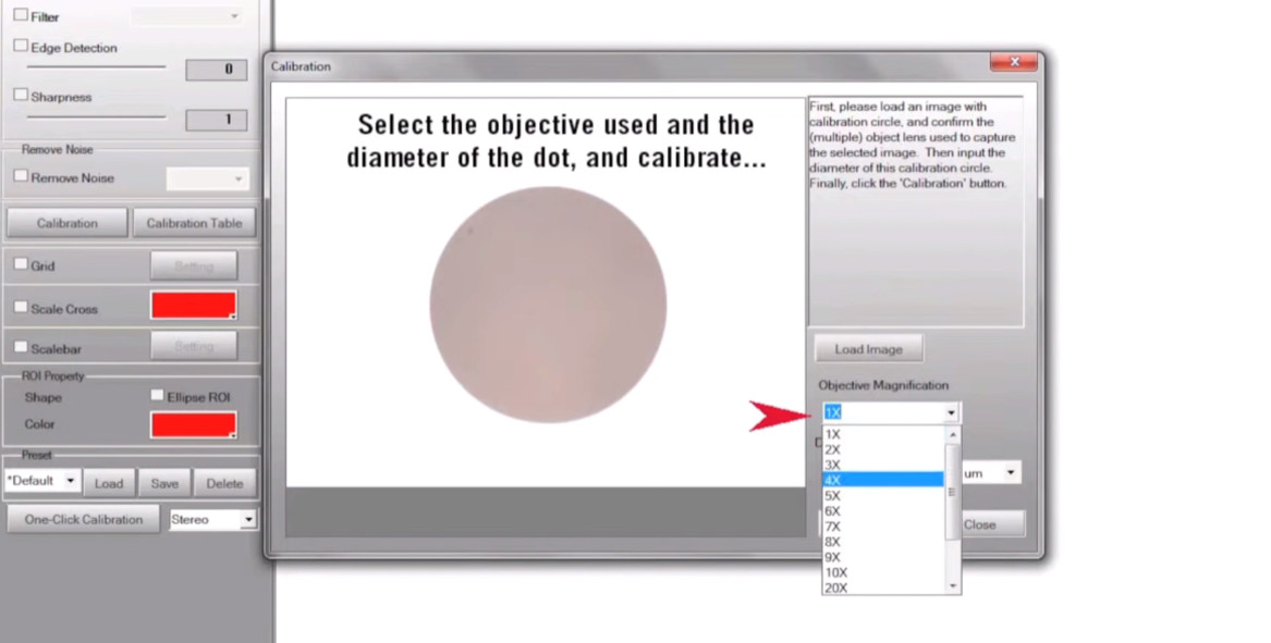 MOTIC IMAGES PLUS 2.0显微镜成像软件校准教程：校准圆尺寸设置